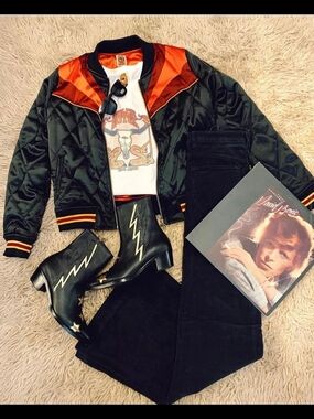 Black Satin Bomber Jacket - Rising Sun